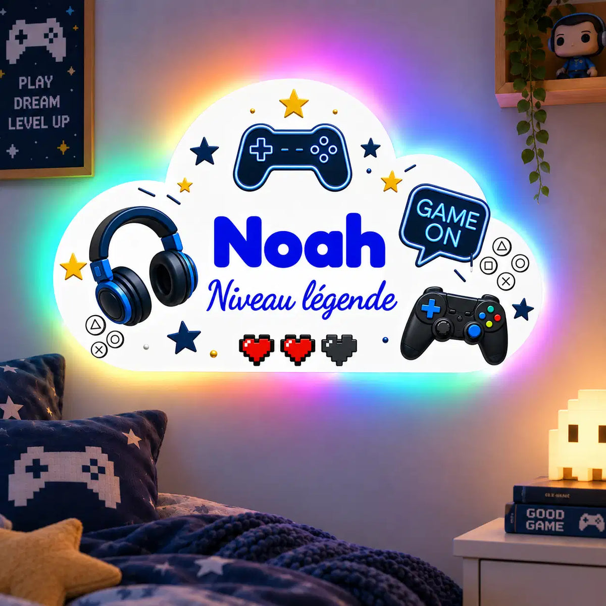 Veilleuse Nuage Personnalisée avec Prénom – Décoration Lumineuse Chambre Enfant