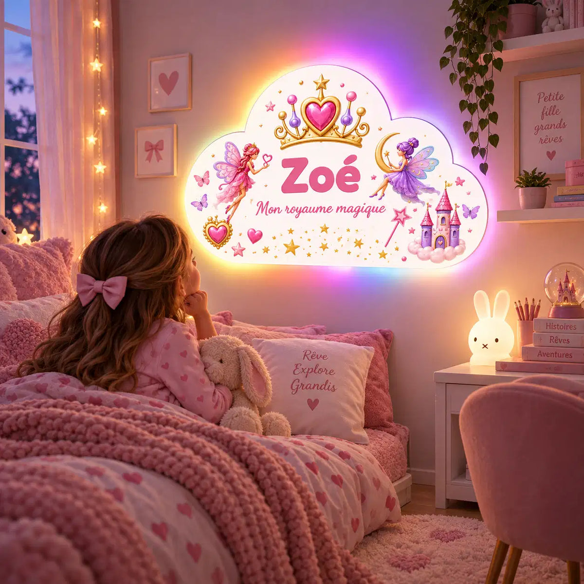 Veilleuse Nuage Personnalisée avec Prénom – Décoration Lumineuse Chambre Enfant