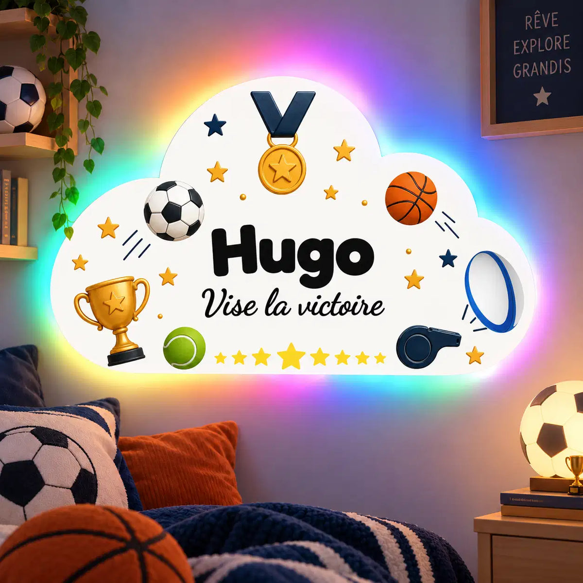 Veilleuse Nuage Personnalisée avec Prénom – Décoration Lumineuse Chambre Enfant