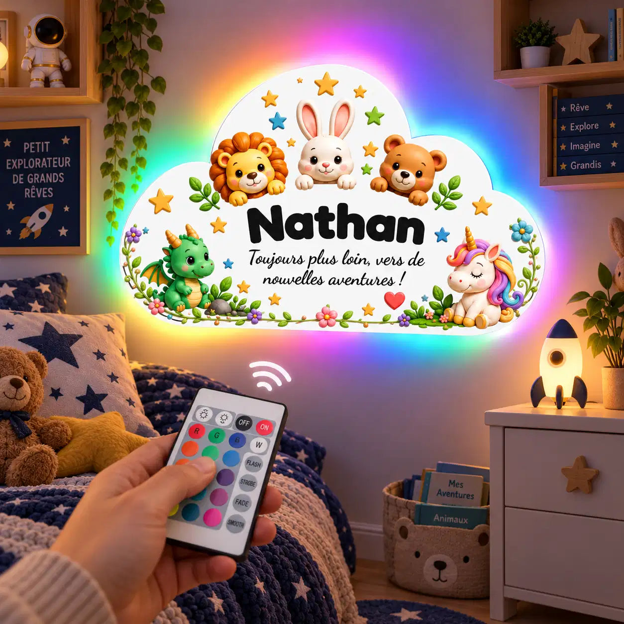 Veilleuse Nuage Personnalisée avec Prénom – Décoration Lumineuse Chambre Enfant