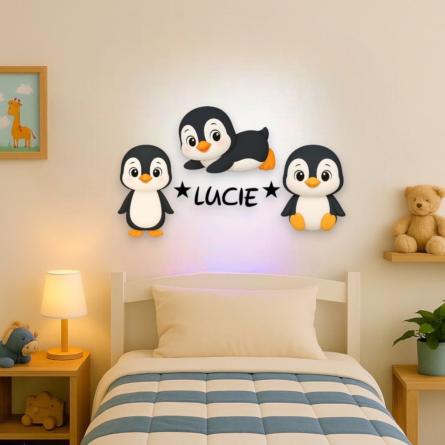 Décoration murale Pingouin avec prénom