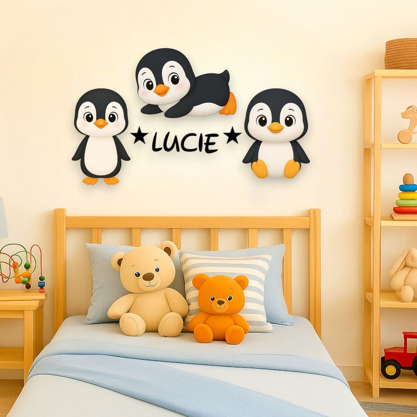 Décoration murale Pingouin avec prénom