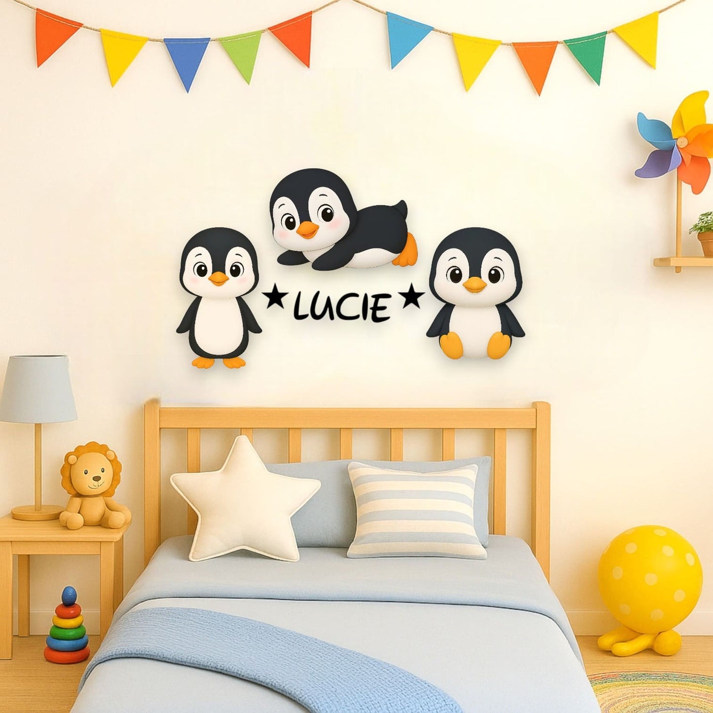 Décoration murale Pingouin avec prénom