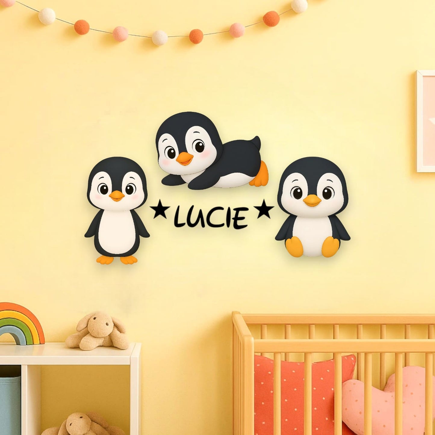 Décoration murale Pingouin avec prénom