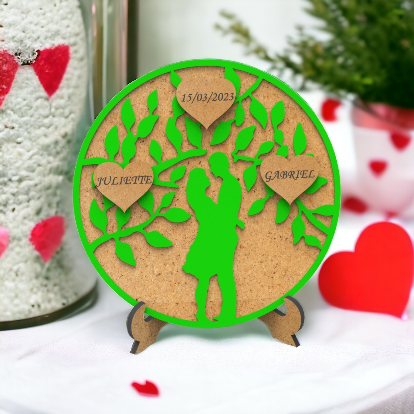 Cadre en Bois MDF avec Couple en 3D