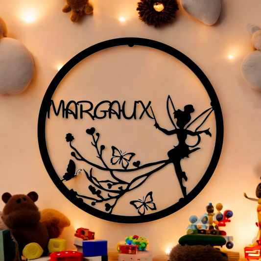Décoration Murale enfant - Fée et Papillons avec Prénom