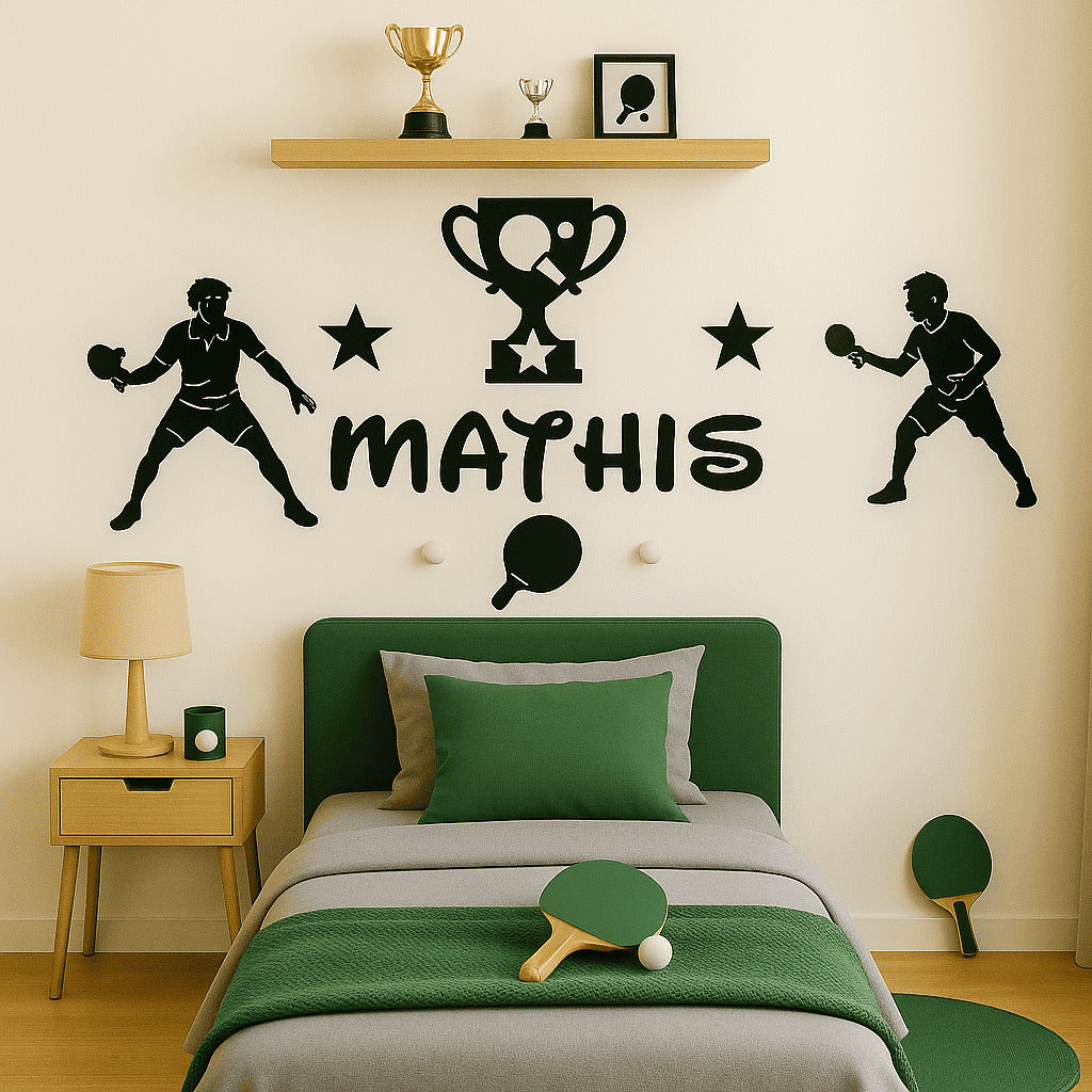 Décoration murale ping-pong enfant personnalisée avec prénom