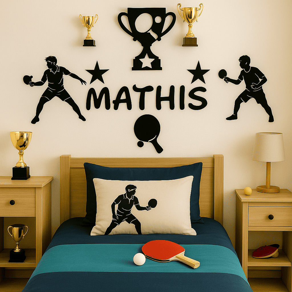 Décoration murale ping-pong enfant personnalisée avec prénom