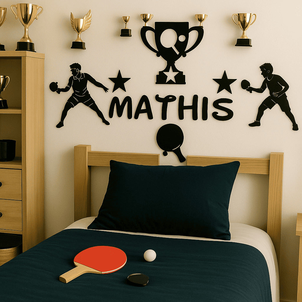 Décoration murale ping-pong enfant personnalisée avec prénom