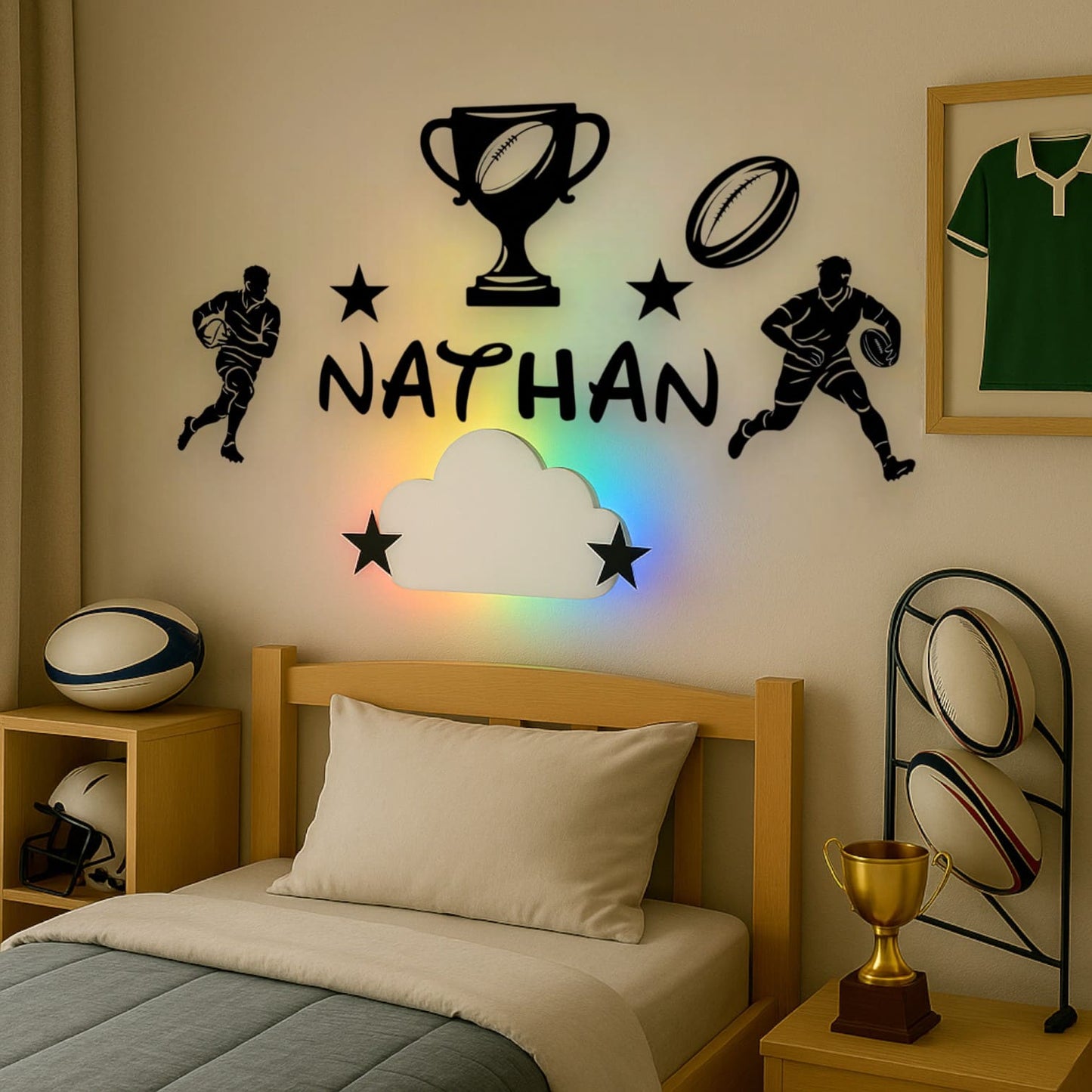 Décoration sportive rugby enfant avec prénom