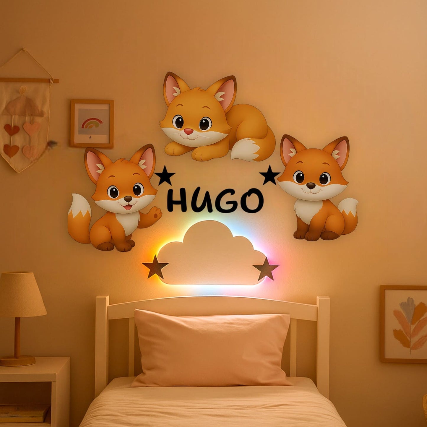 Décoration murale Renard avec prénom personnalisée