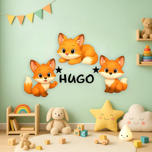 Décoration murale Renard avec prénom personnalisée