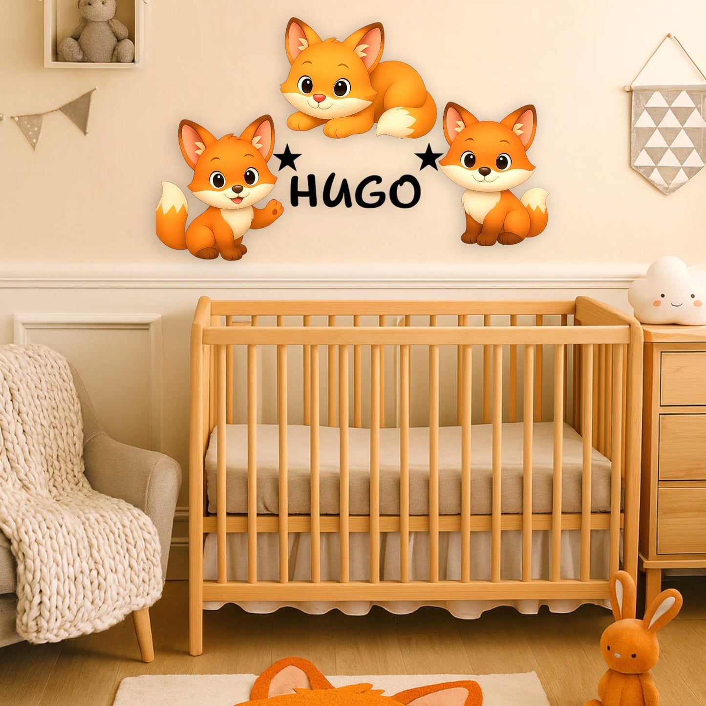 Décoration murale Renard avec prénom personnalisée
