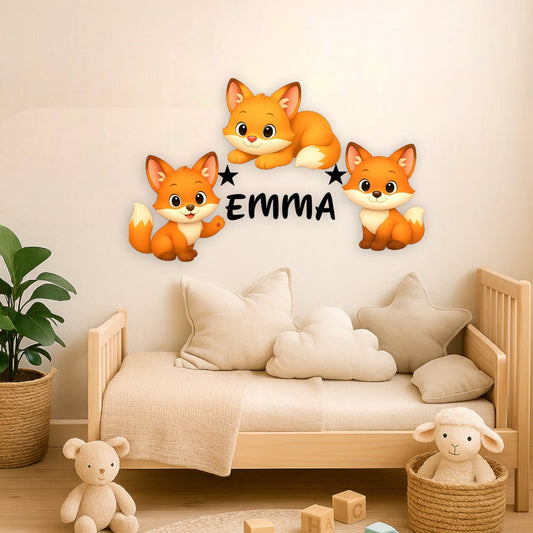 Décoration murale Renard avec prénom personnalisée