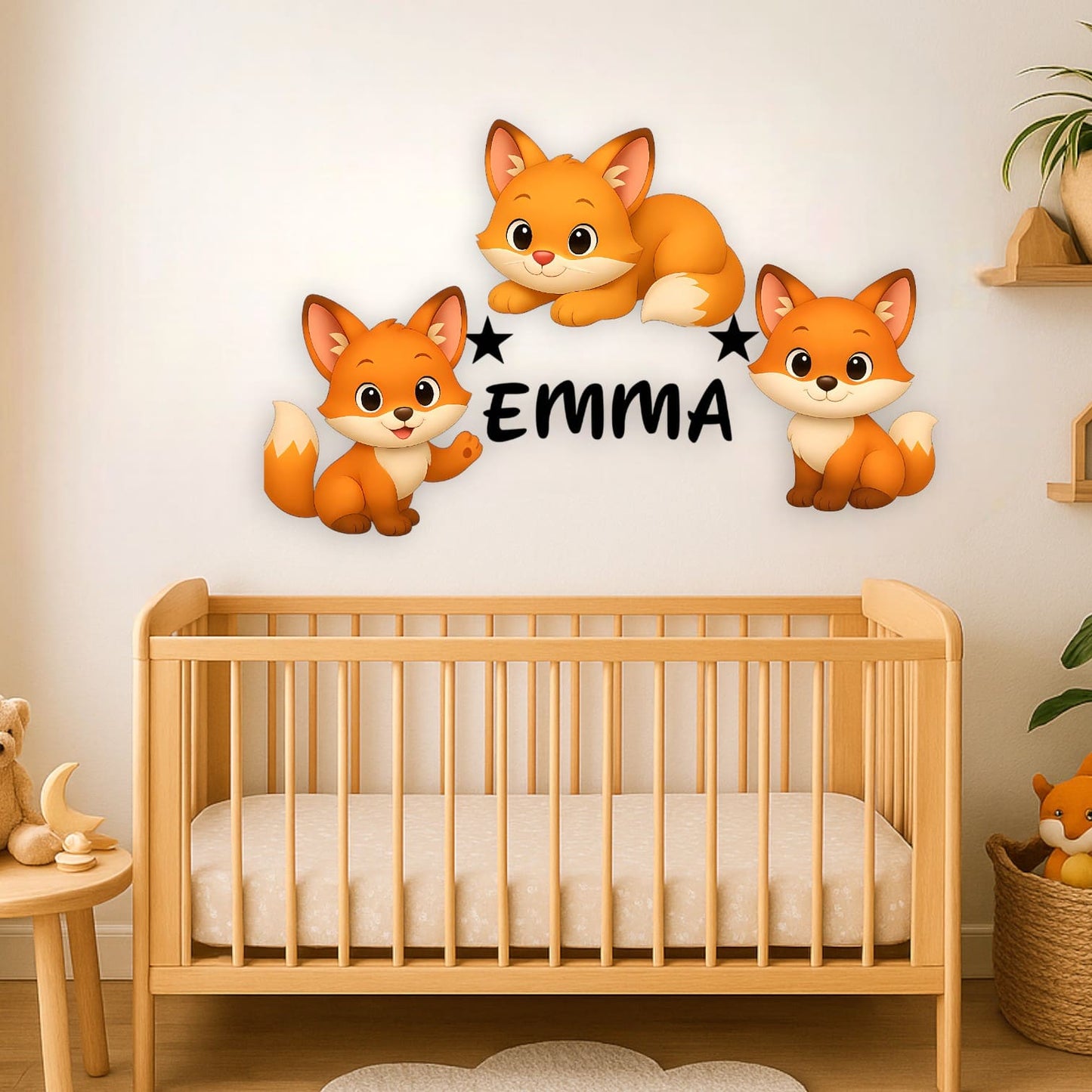 Décoration murale Renard avec prénom personnalisée