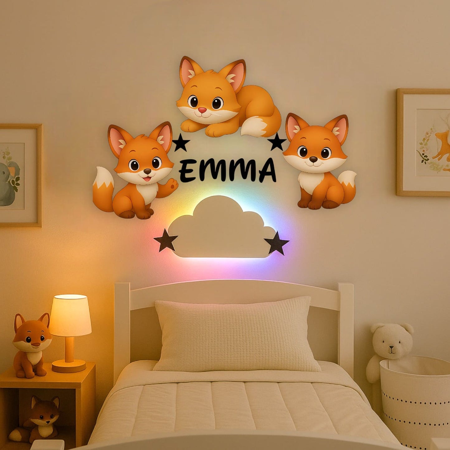 Décoration murale Renard avec prénom personnalisée