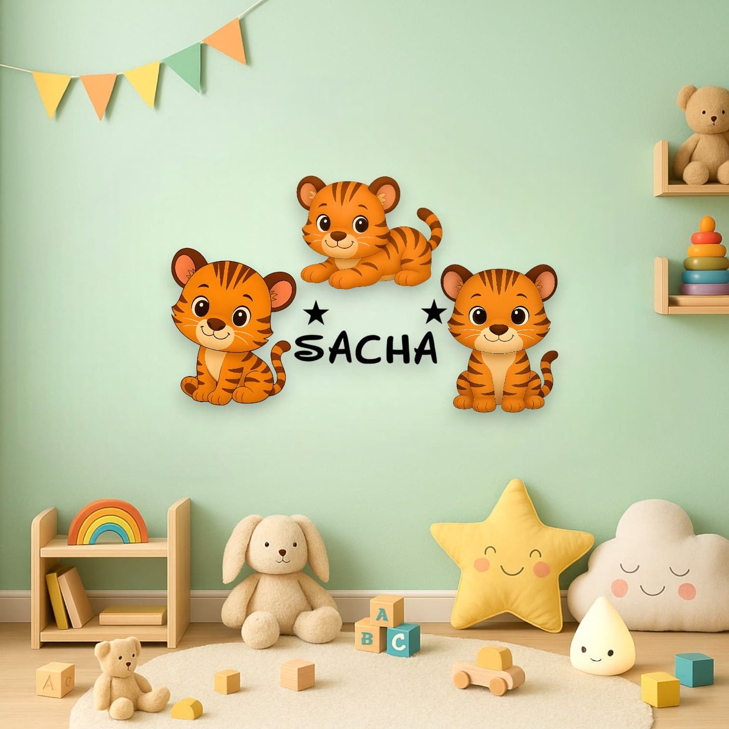 Décoration personnalisée Tigre avec prénom