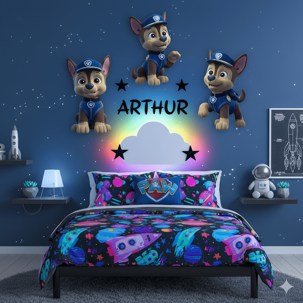 Chien Pat’ Patrouille avec prénom – Décoration murale personnalisée