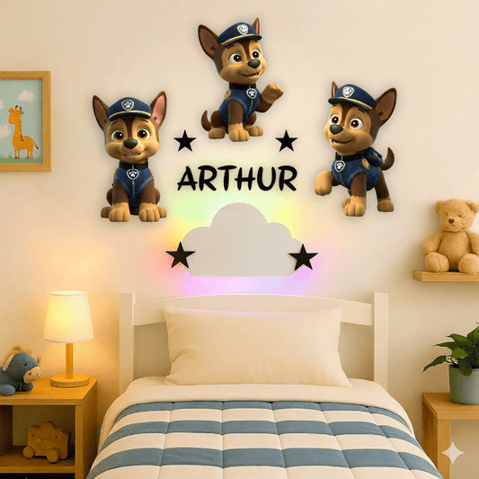 Chien Pat’ Patrouille avec prénom – Décoration murale personnalisée