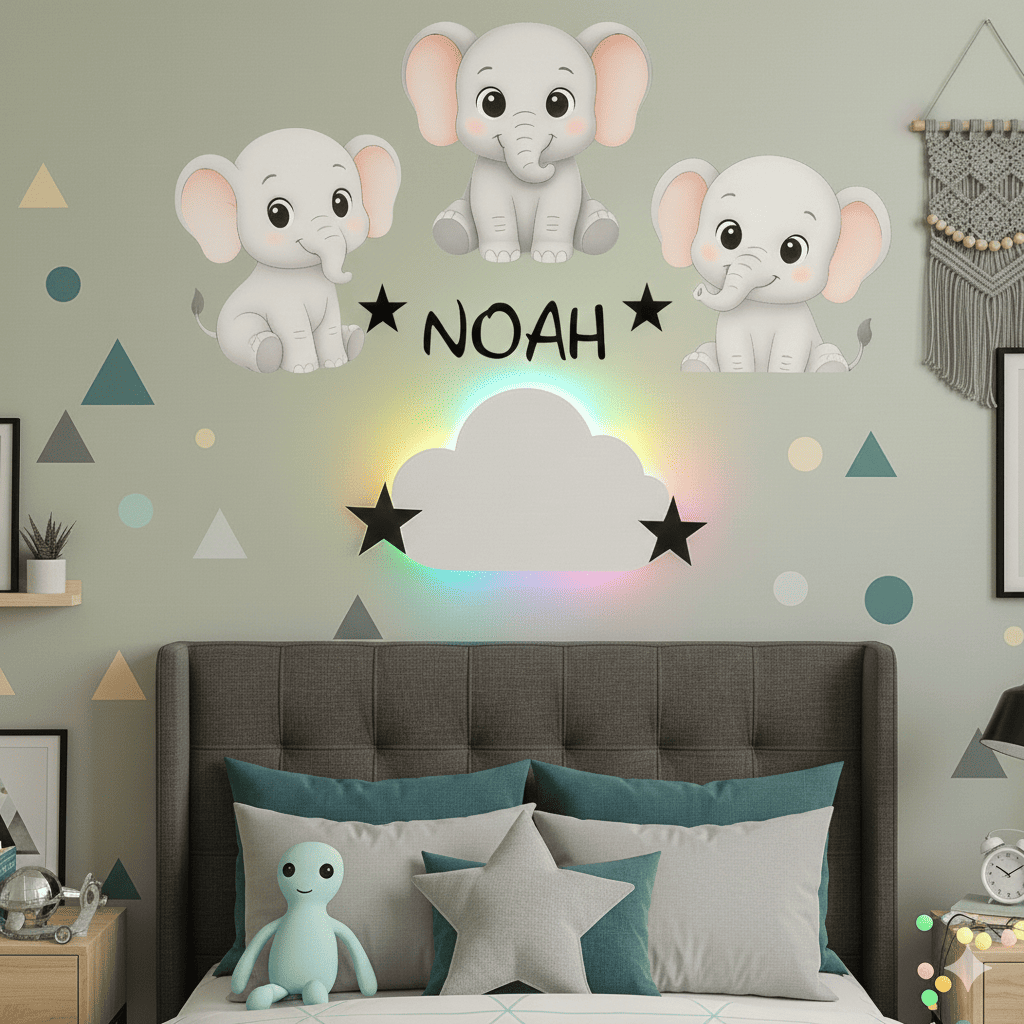 Décoration personnalisée Éléphants avec prénom