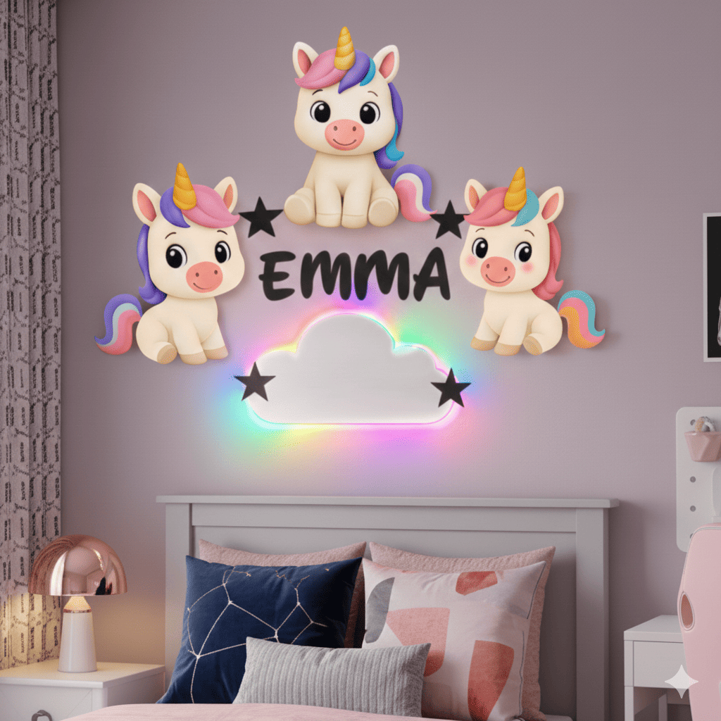 Décoration personnalisée Licornes avec prénom