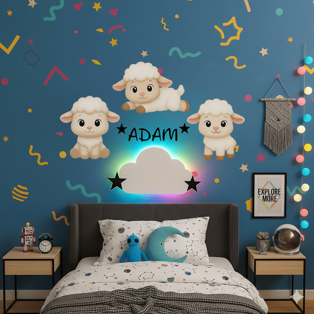 Décoration Moutons doux personnalisée avec prénom