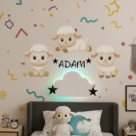 Décoration Moutons doux personnalisée avec prénom