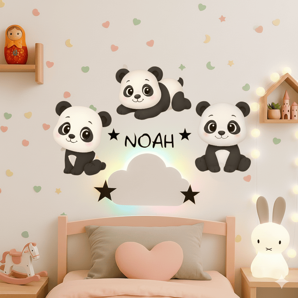 Décoration murale Panda avec prénom