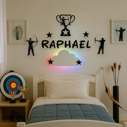 Décoration chambre enfant archer personnalisée avec prénom en 3D