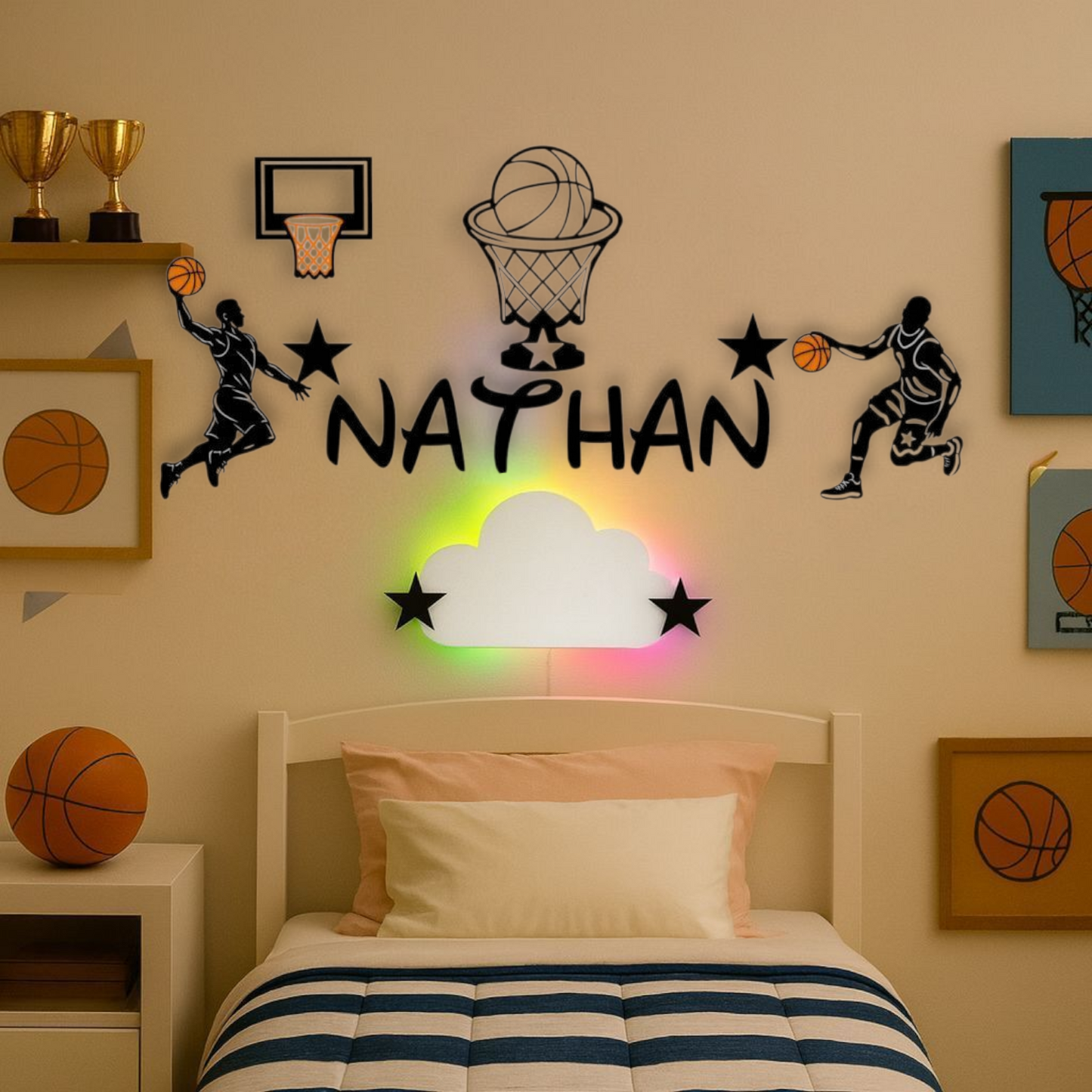 Décoration murale basket personnalisée avec prénom