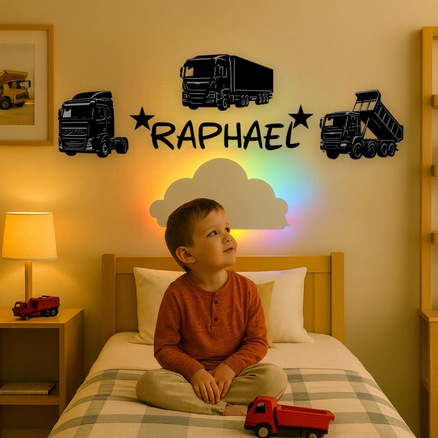 Décoration Murale Camions avec Prénom