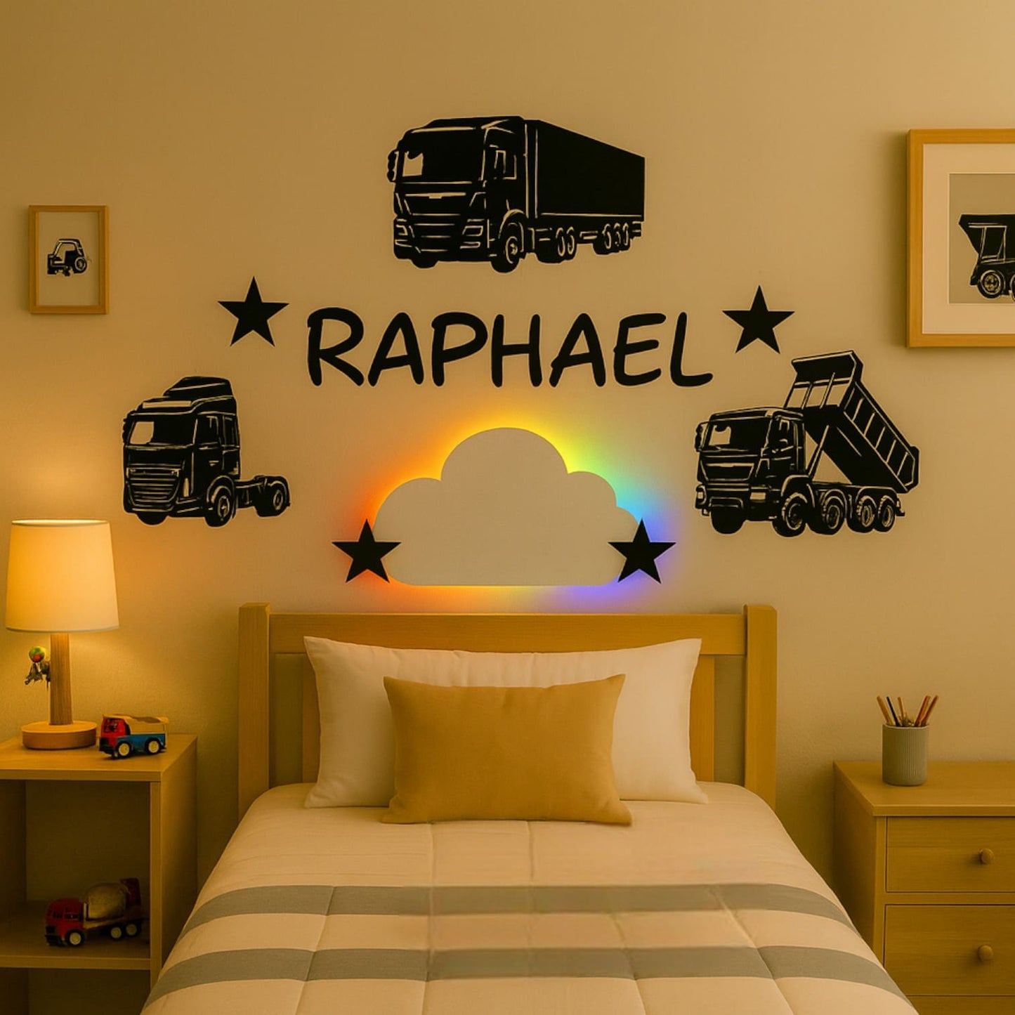 Décoration Murale Camions avec Prénom