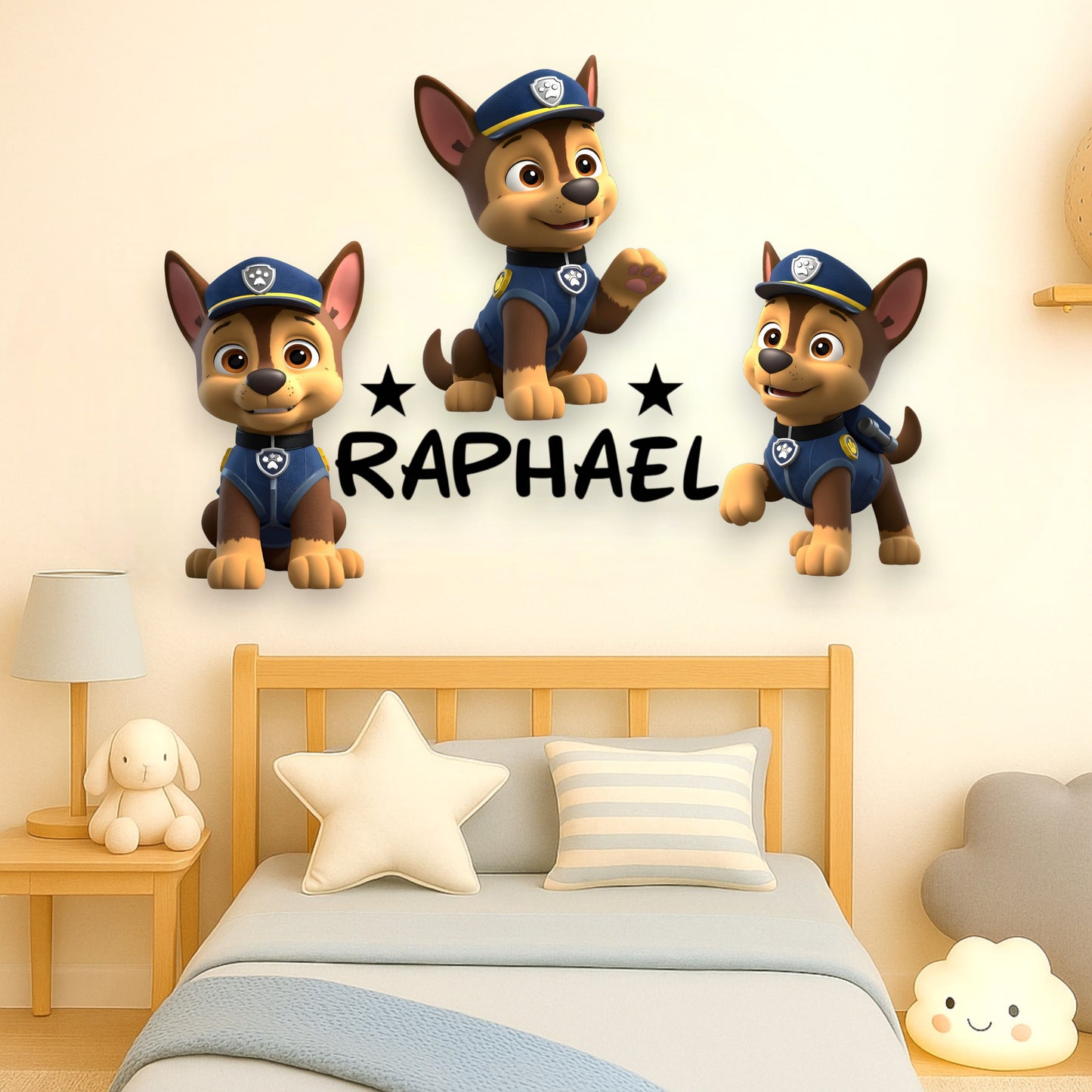 Chien Pat’ Patrouille avec prénom – Décoration murale personnalisée