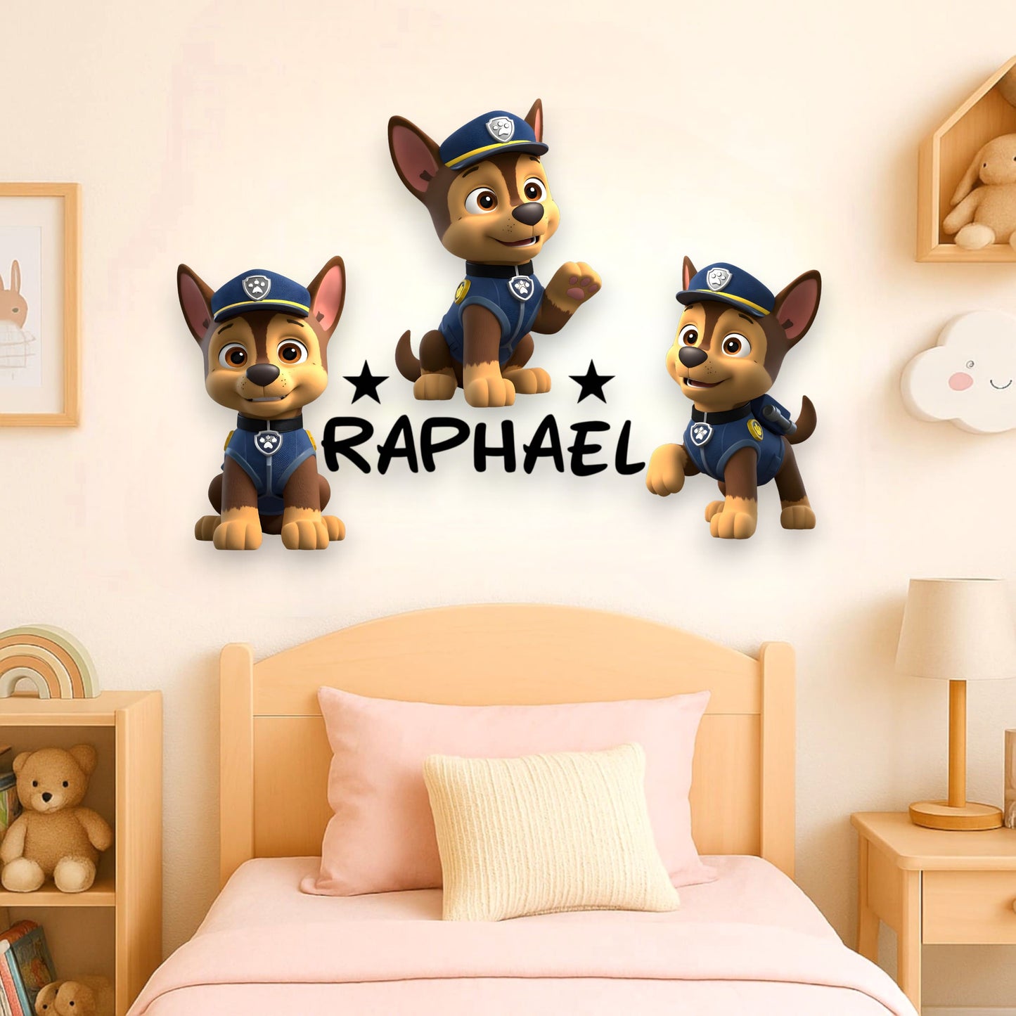 Chien Pat’ Patrouille avec prénom – Décoration murale personnalisée