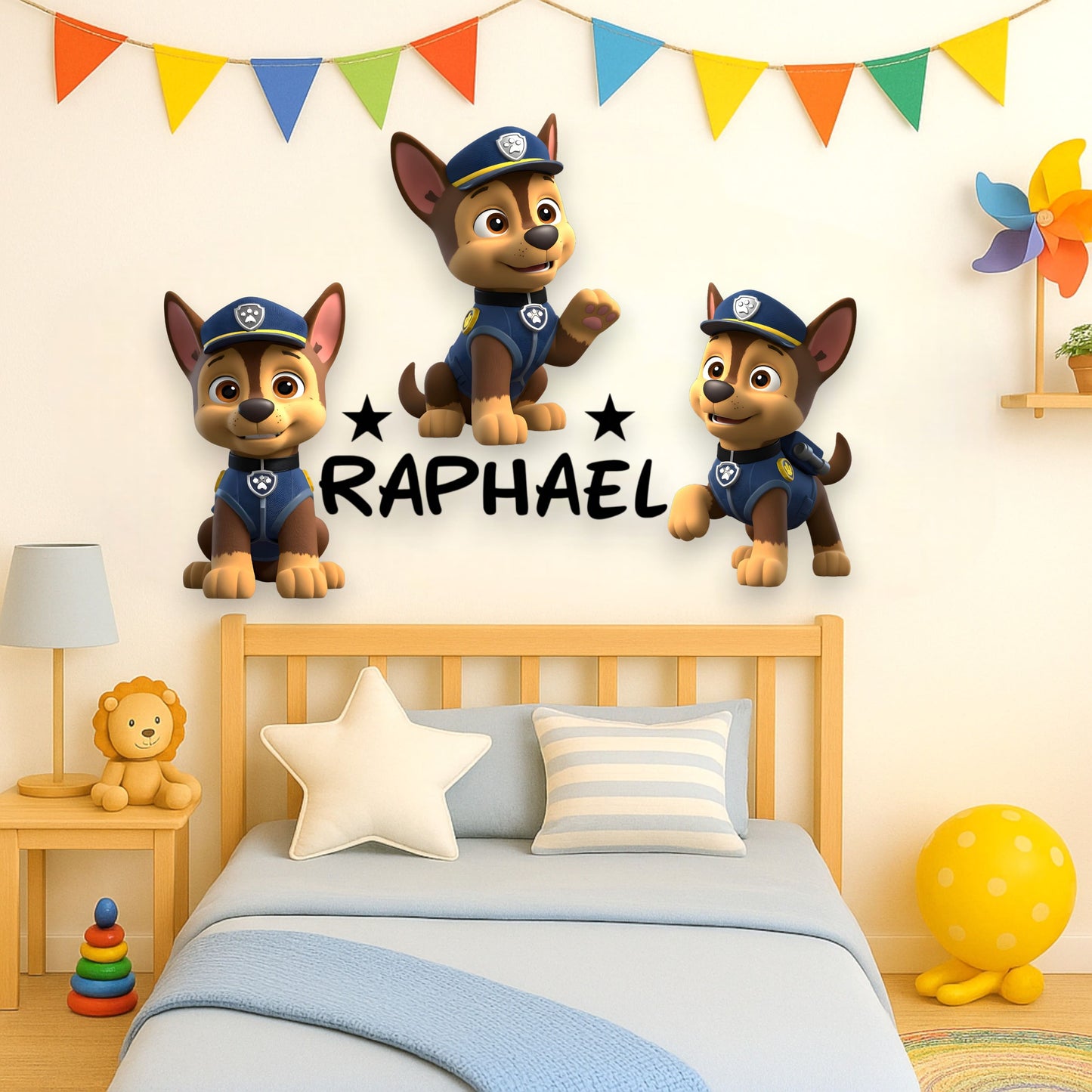 Chien Pat’ Patrouille avec prénom – Décoration murale personnalisée