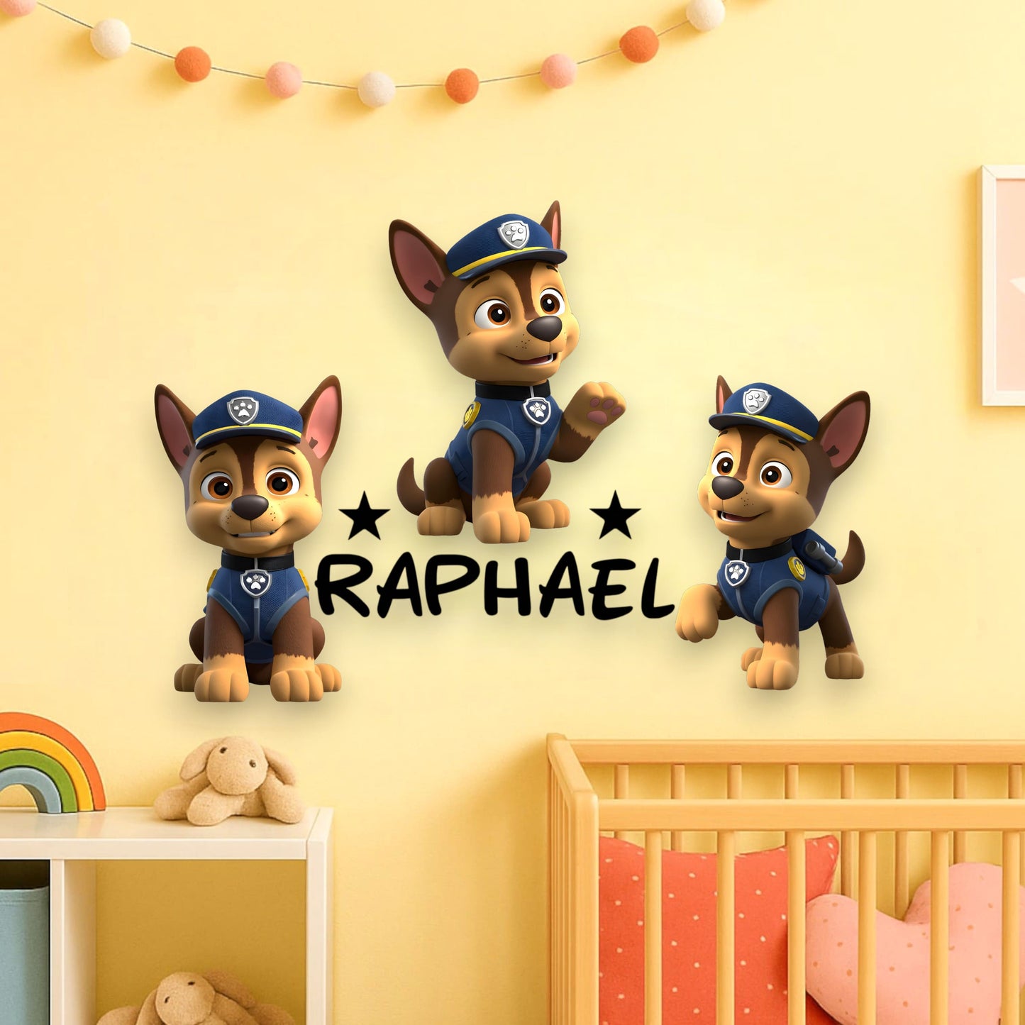 Chien Pat’ Patrouille avec prénom – Décoration murale personnalisée