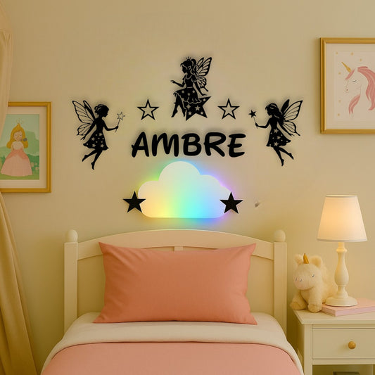 Décoration murale personnalisée Fées et étoiles