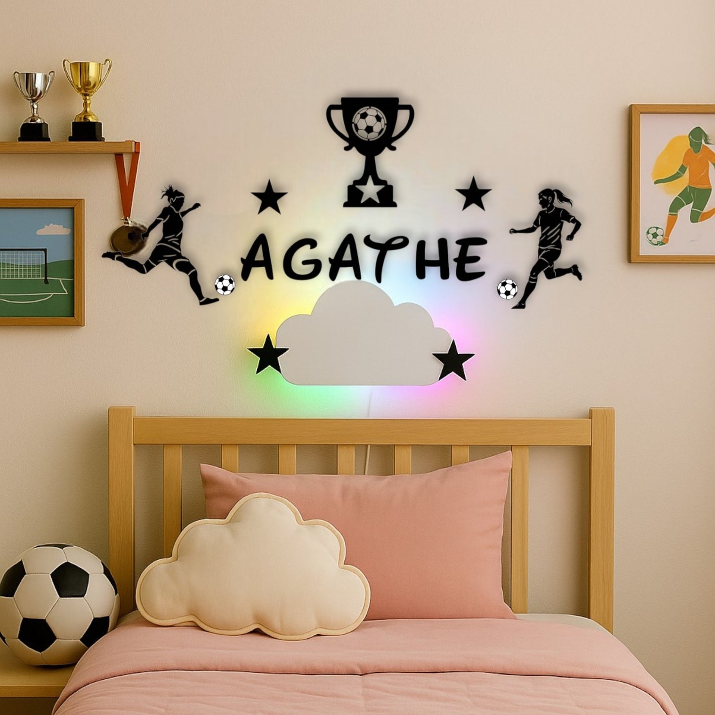 Décoration chambre fille footballeuse avec prénom
