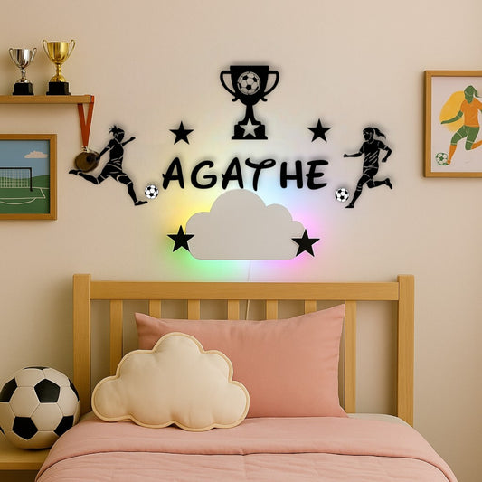 Décoration chambre fille footballeuse avec prénom