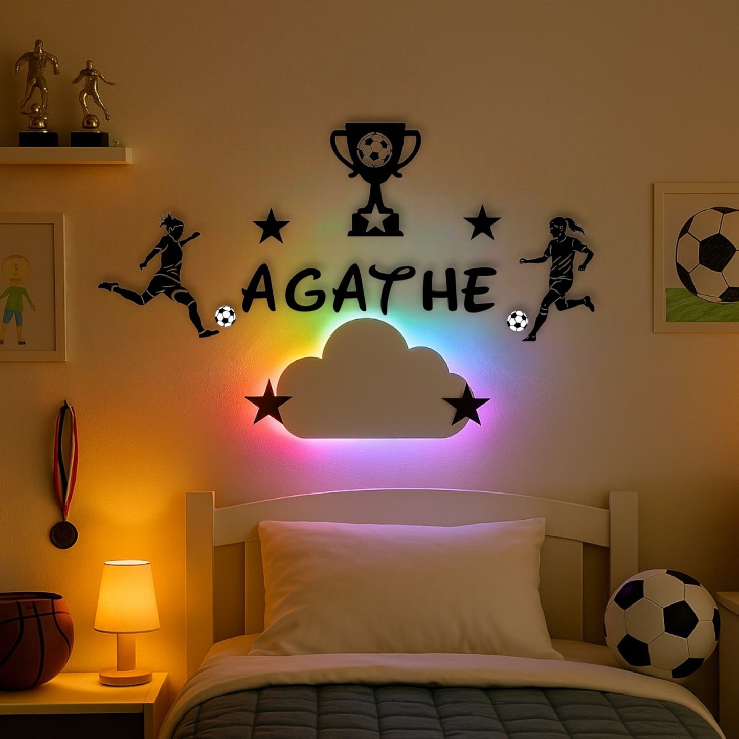 Décoration chambre fille footballeuse avec prénom