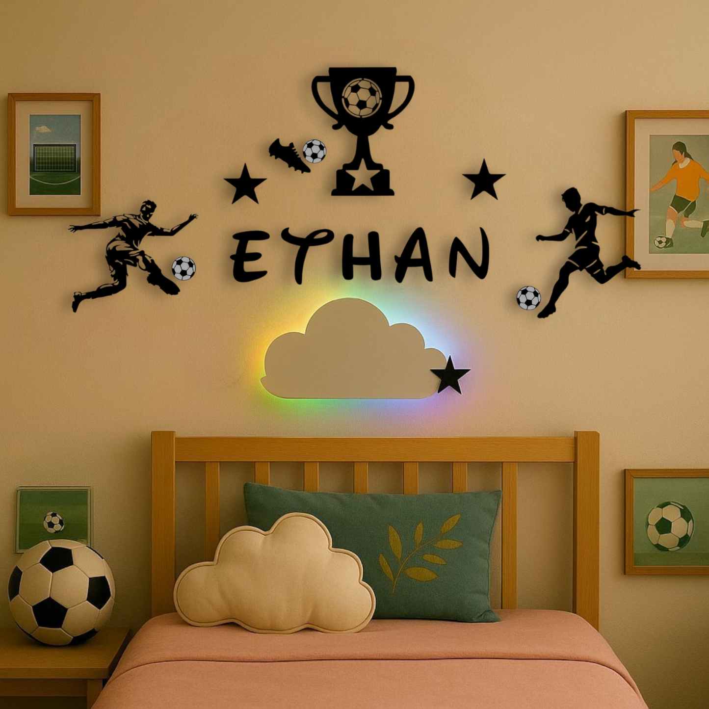 Décoration murale foot enfant personnalisée avec prénom