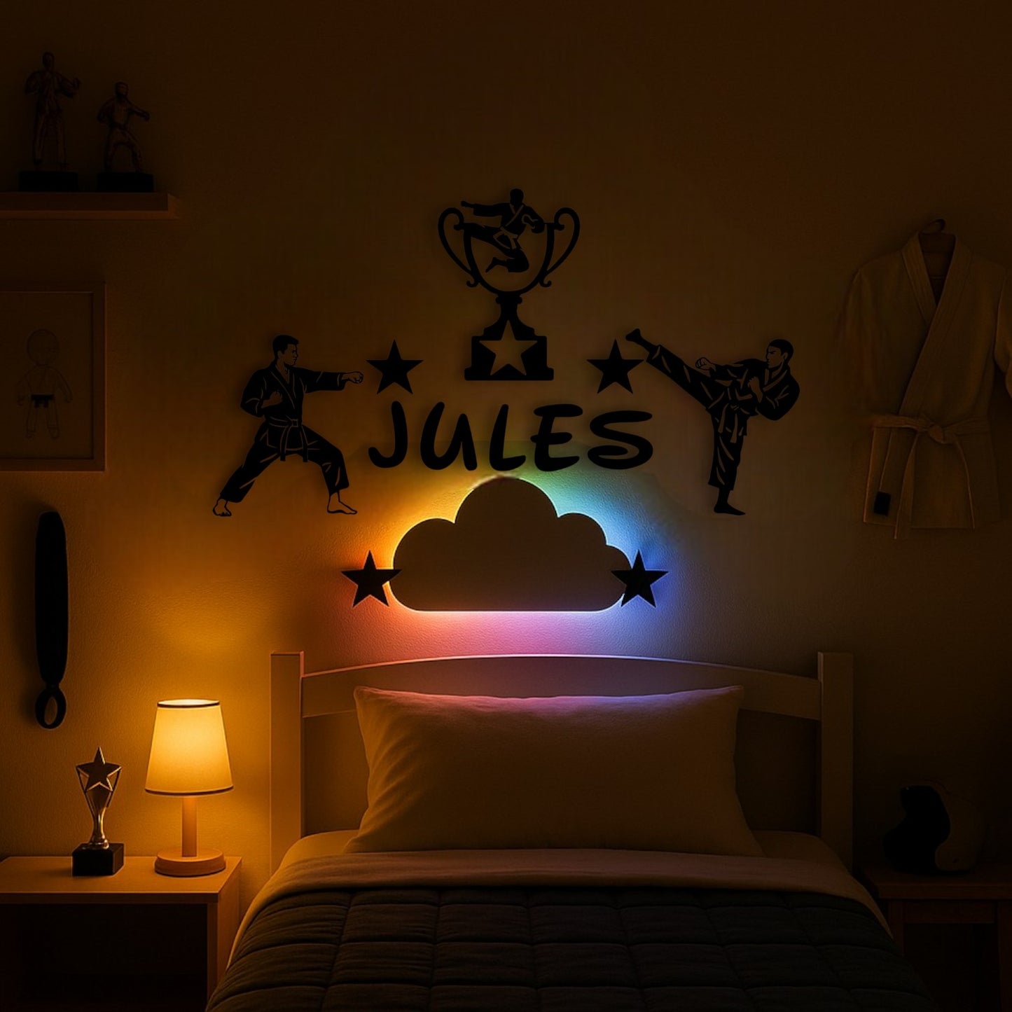 Décoration murale 3D karaté – prénom personnalisé pour chambre enfant
