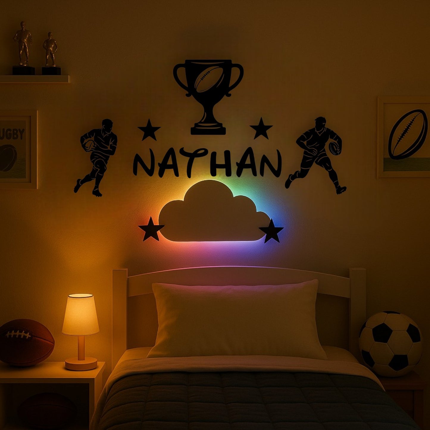 Décoration sportive rugby enfant avec prénom