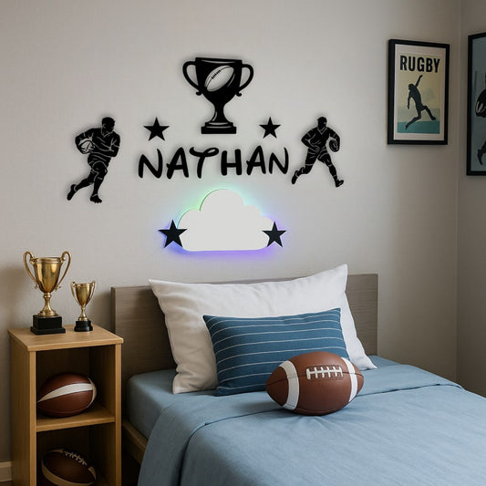 Décoration sportive rugby enfant avec prénom