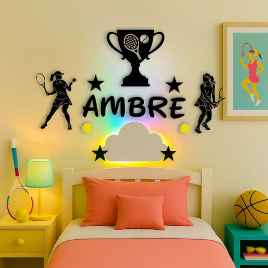 Déco murale tennis fille avec prénom